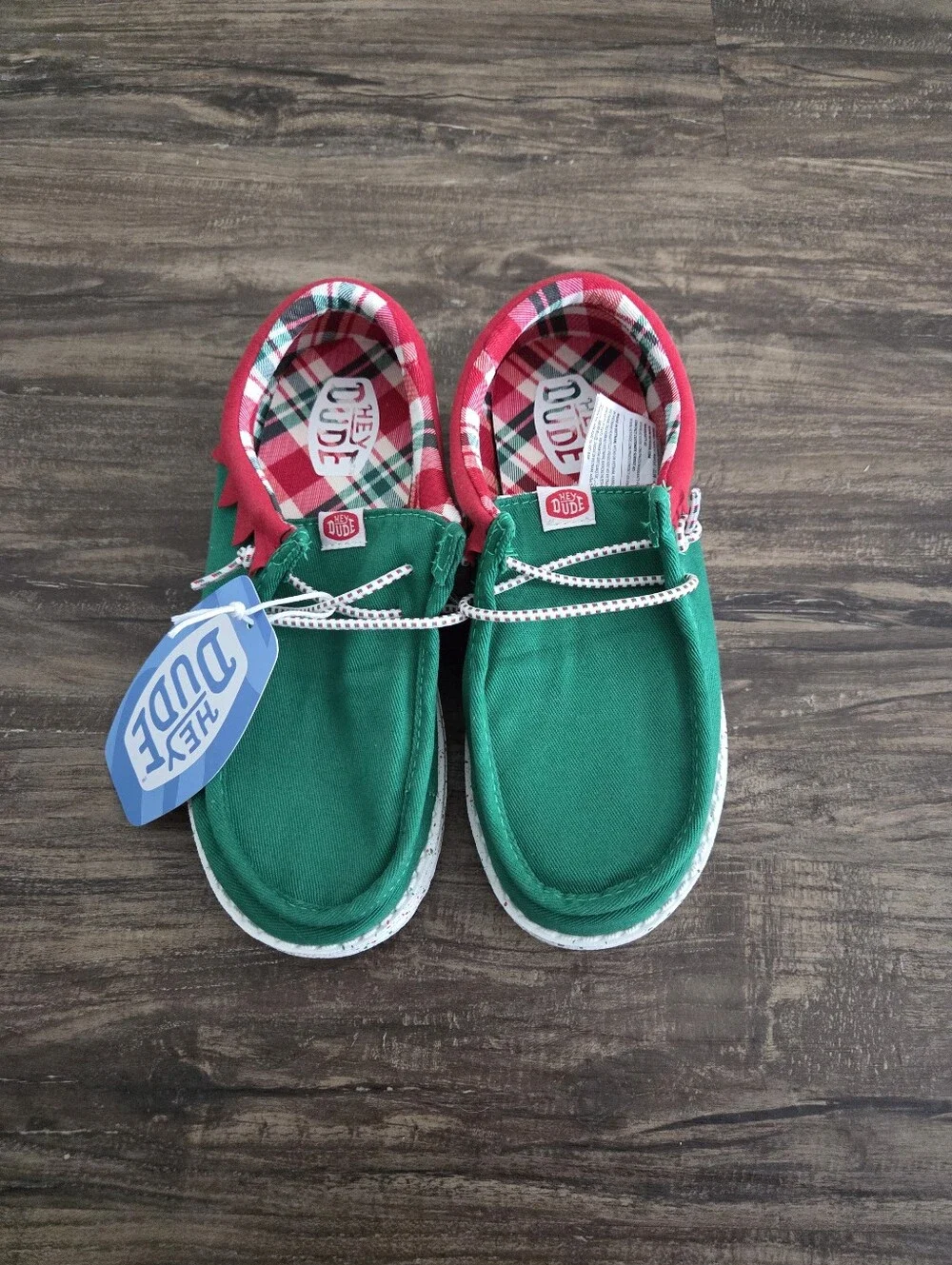 Hey Dude Youth Wally Holiday Elf Kids Christmas Slip On Shoes